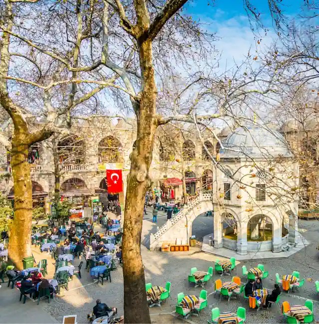 Courtyard of Koza Han, a famous silk market in Bursa’s historic city center.