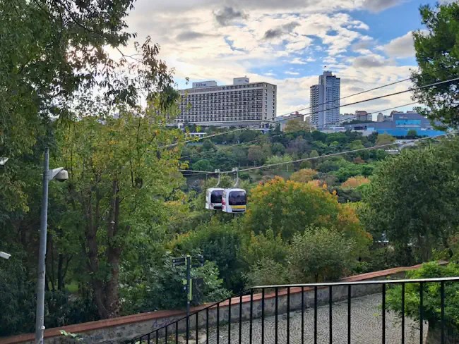 Maçka-Taşkışla Cable Car passing over Maçka Park, Istanbul.