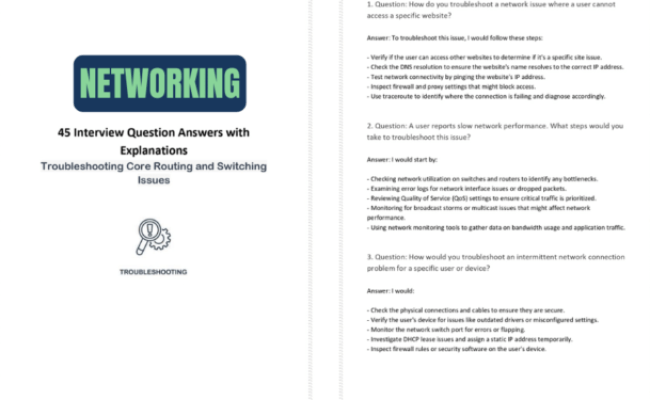 Troubleshooting Core Routing And Switching Issues Q&A PDF