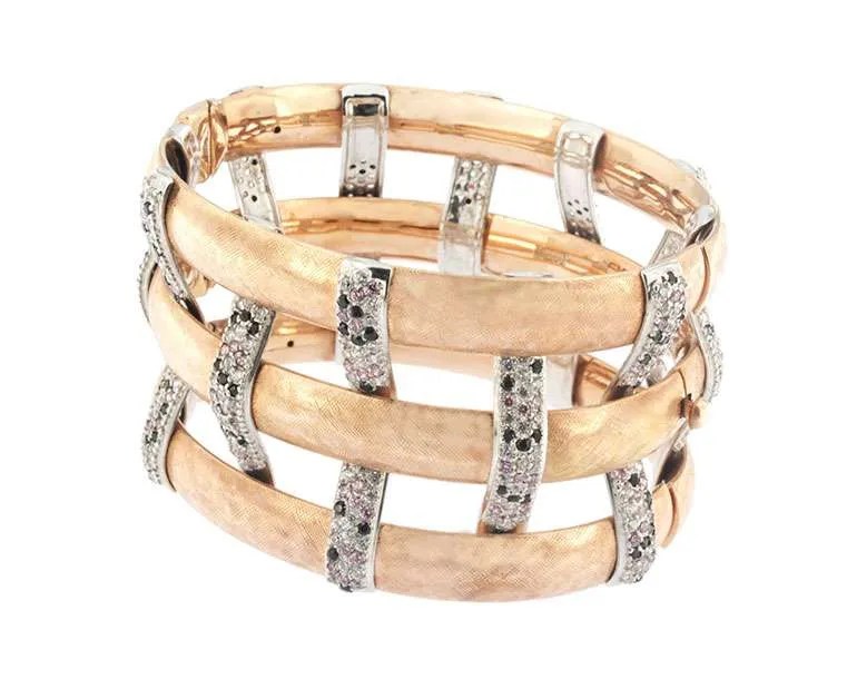 Bracelet in rose and white gold with zircons