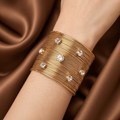 Gold Rhinestone Statement Cuff Bracelet