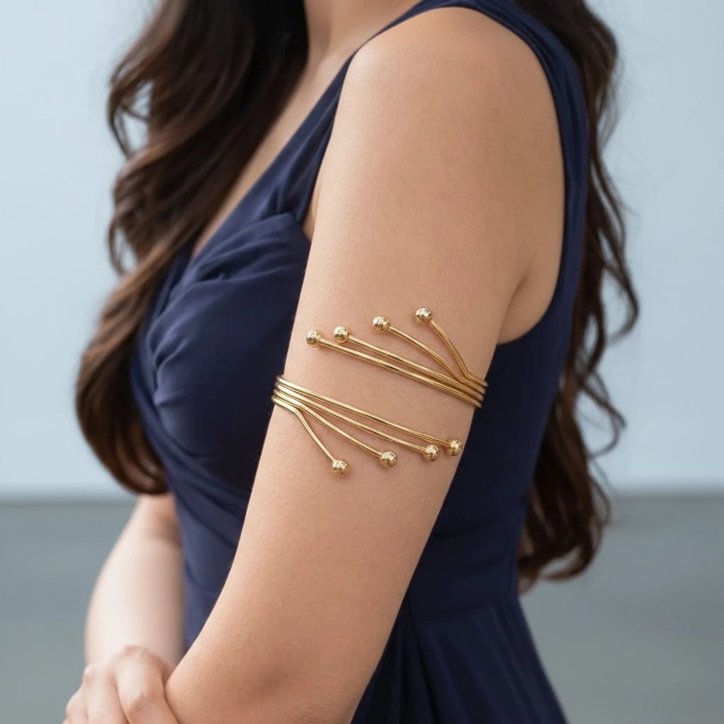 Golden Multi-Loop Statement Arm Cuff