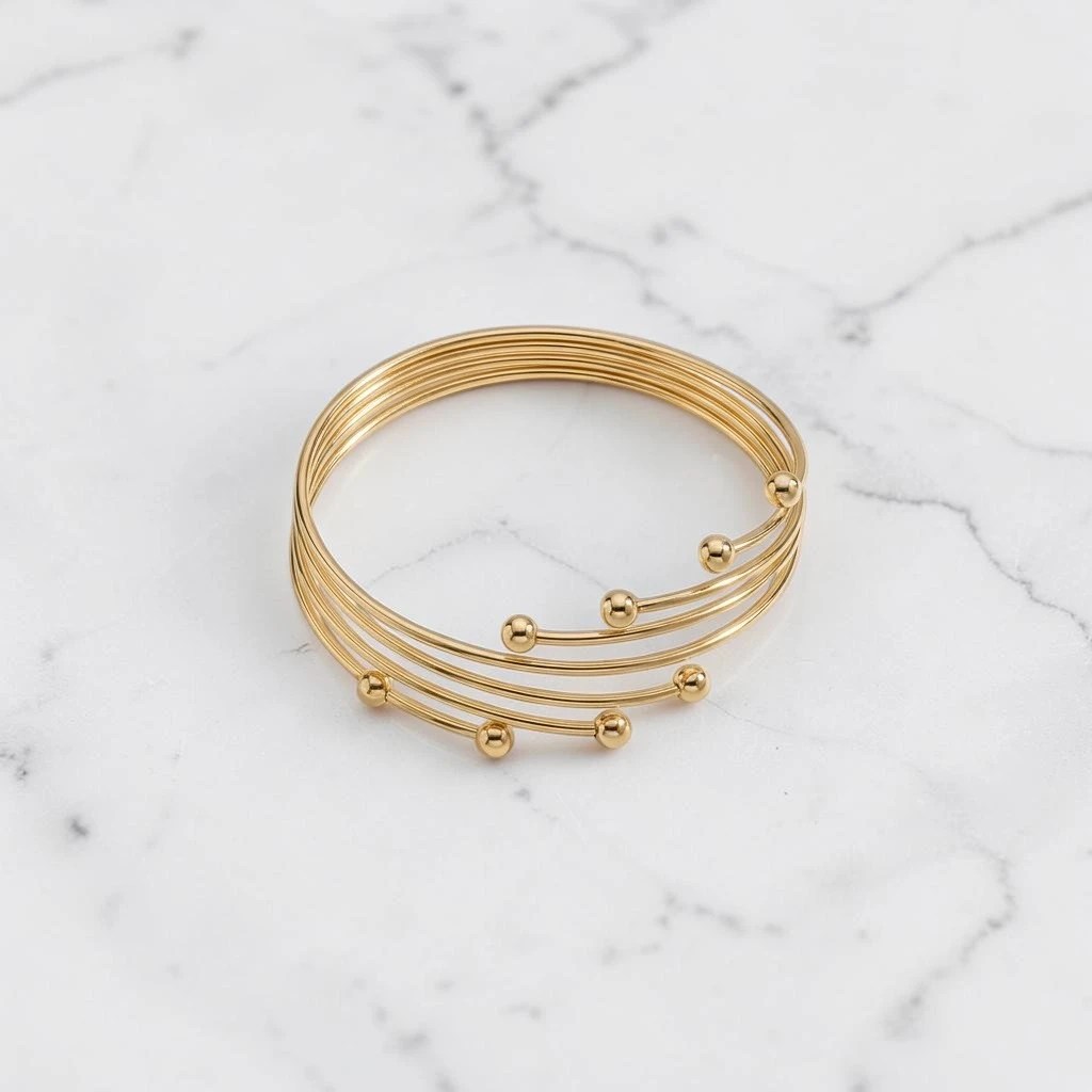 Golden Multi-Loop Statement Arm Cuff