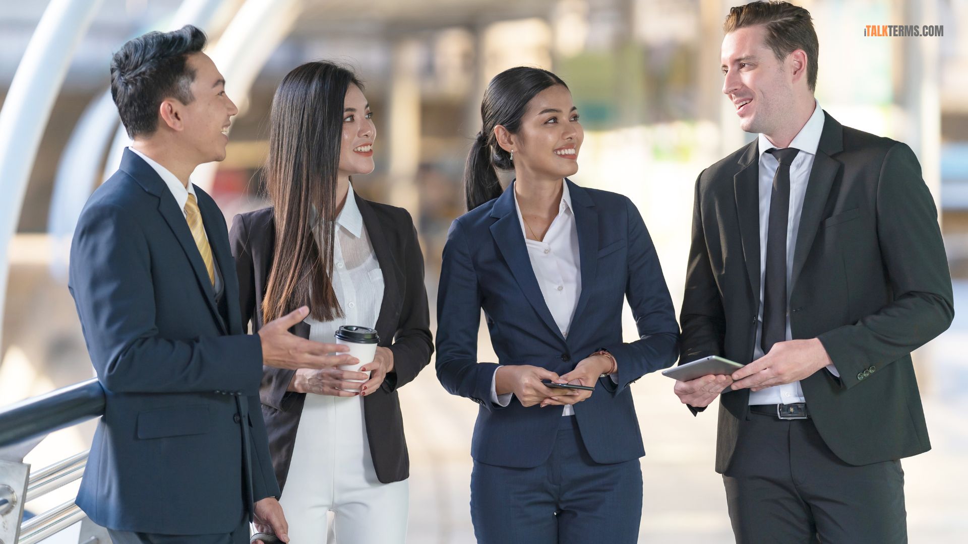 Happy successful business people