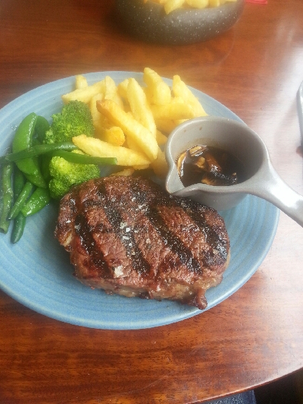 Simple but tasty rib eye and the best chips!