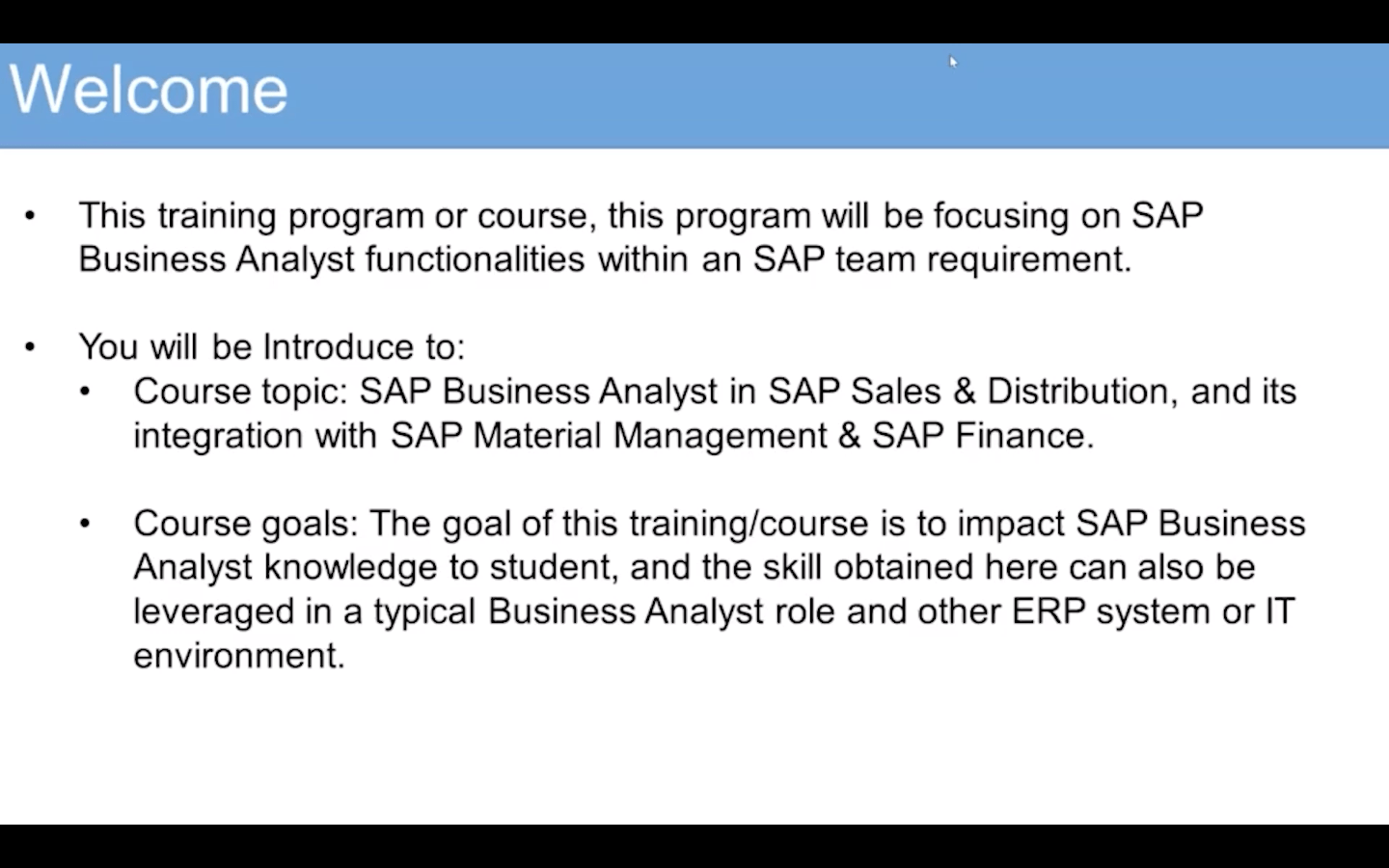 SAP Business Analyst Intro