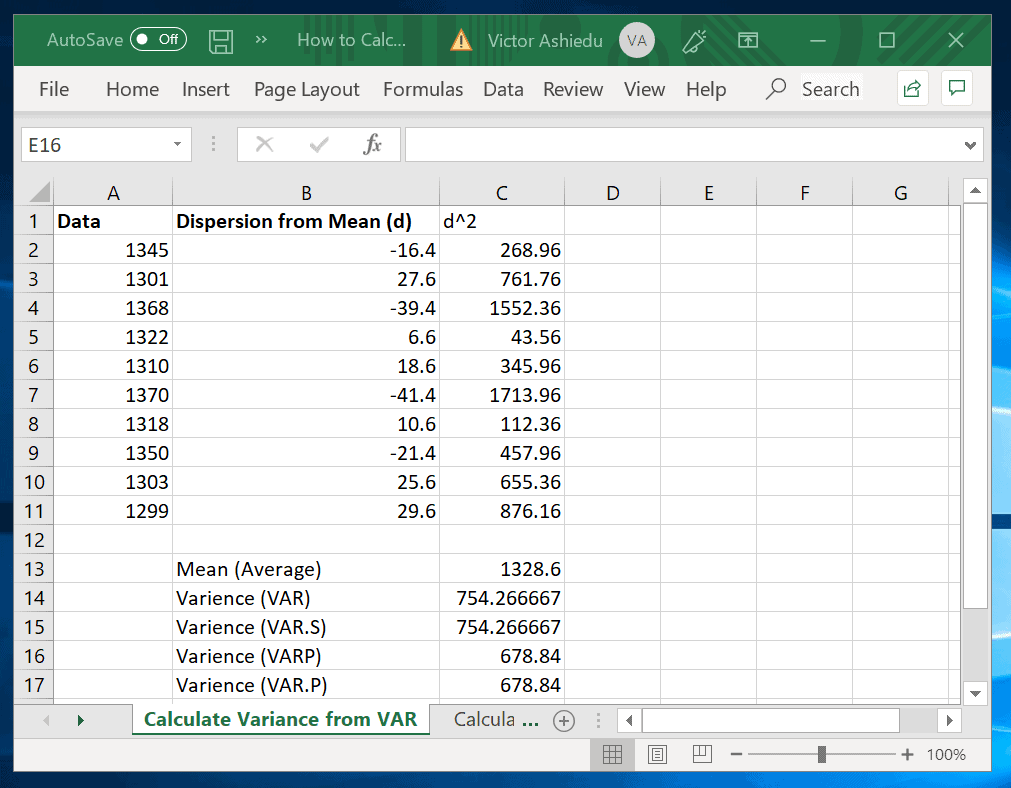Let's take an example to understand the . How To Calculate Variance In Excel Itechguides Com