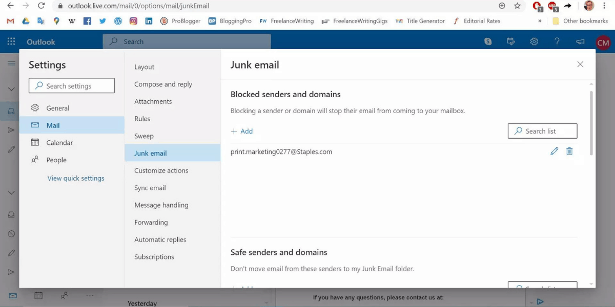 How to block unblock emails on outlook 2021