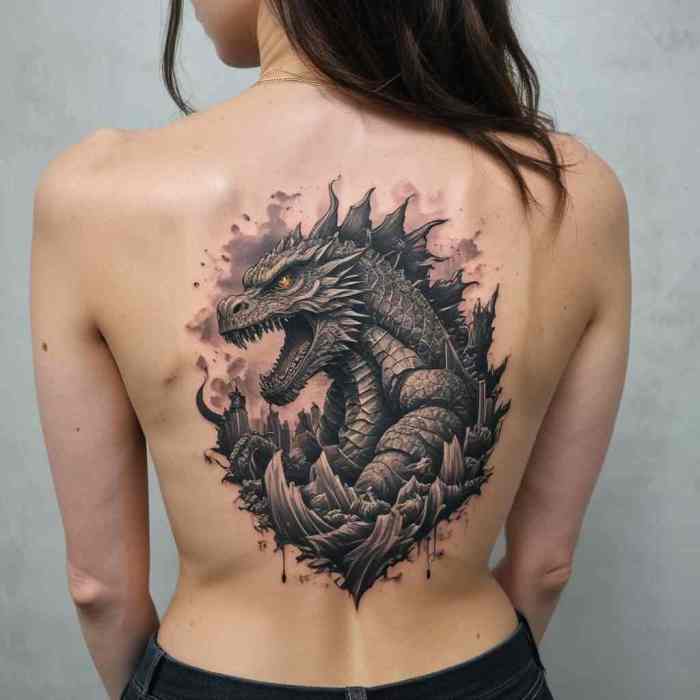 3D Godzilla tattoo