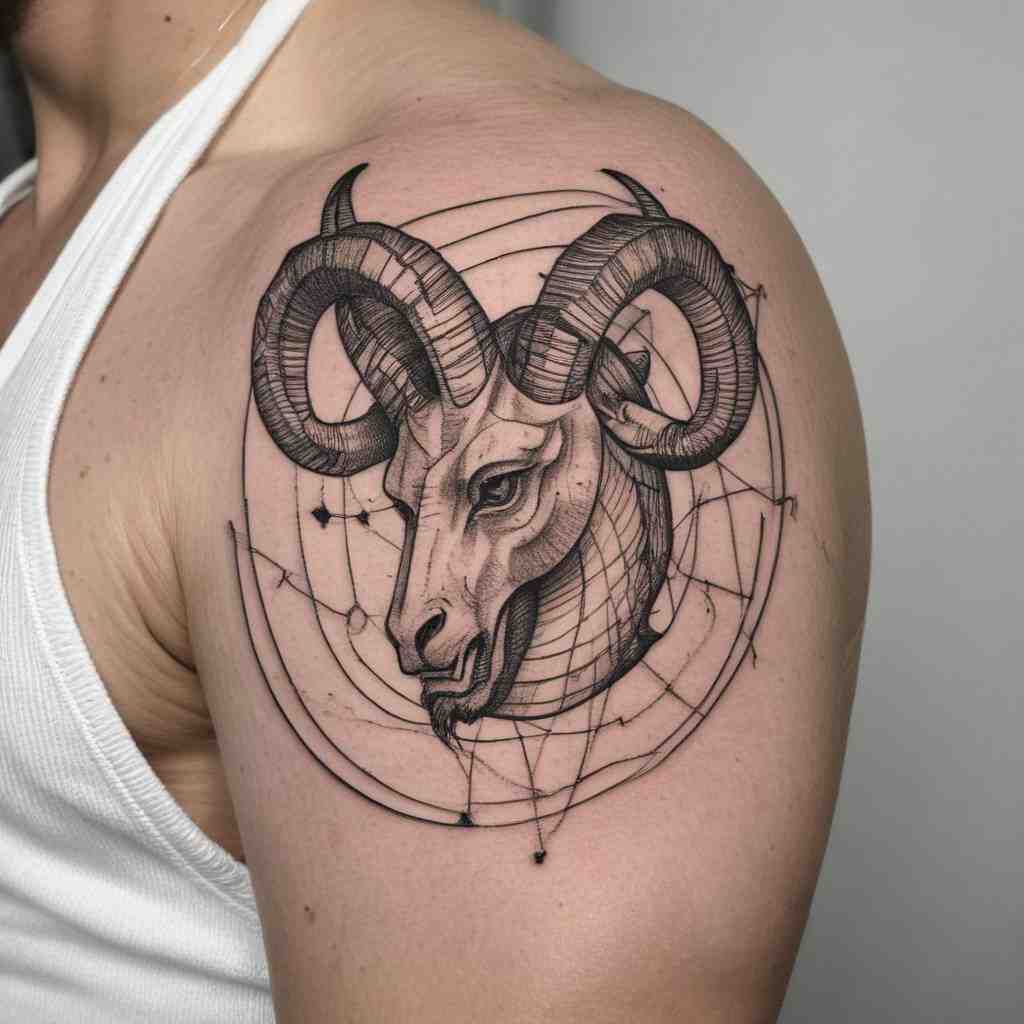 Abstract Capricorn Lines Tattoo