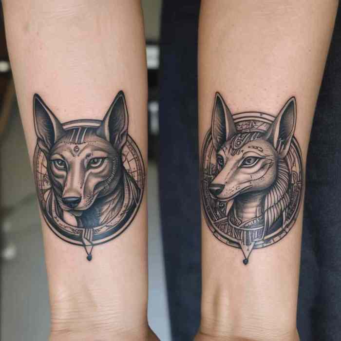 Anubis and Ra Yin Yang tattoo