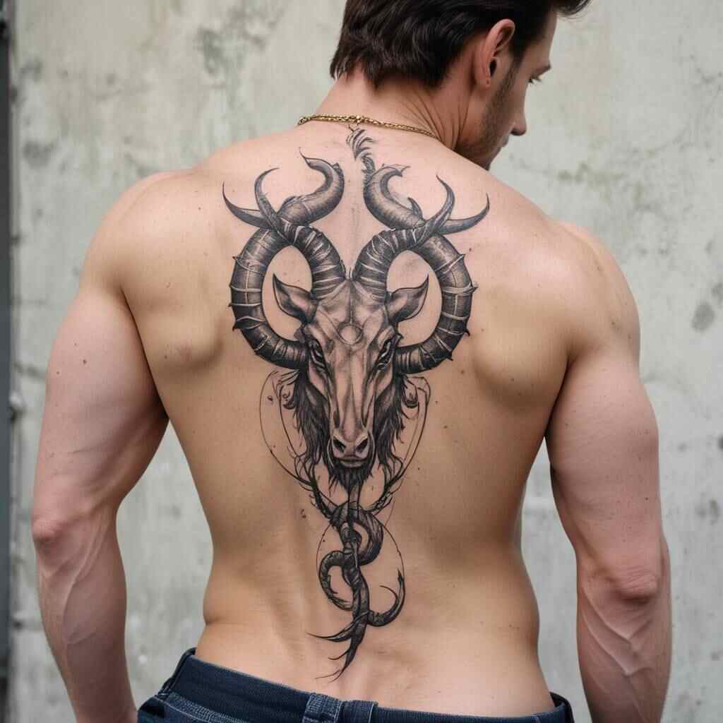 Capricorn Back Tattoo