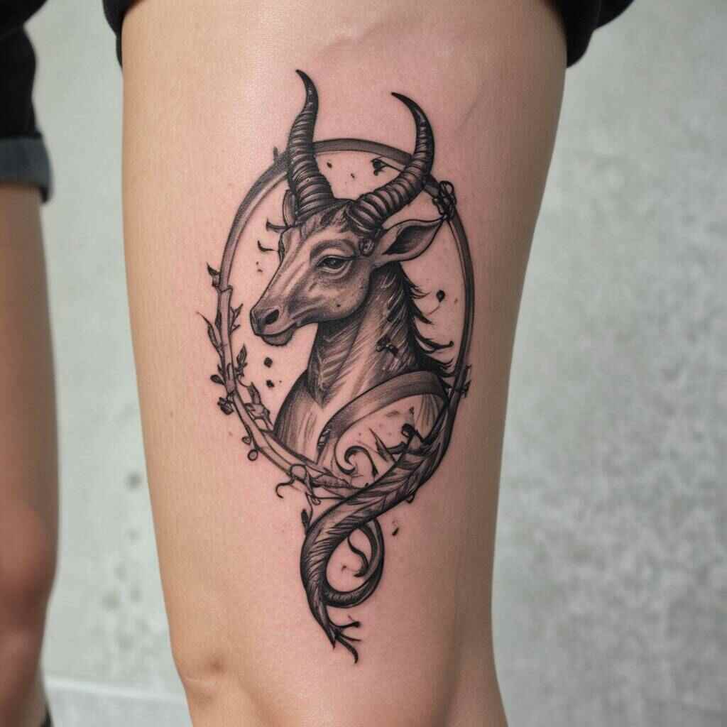 Capricorn Neck Tattoo