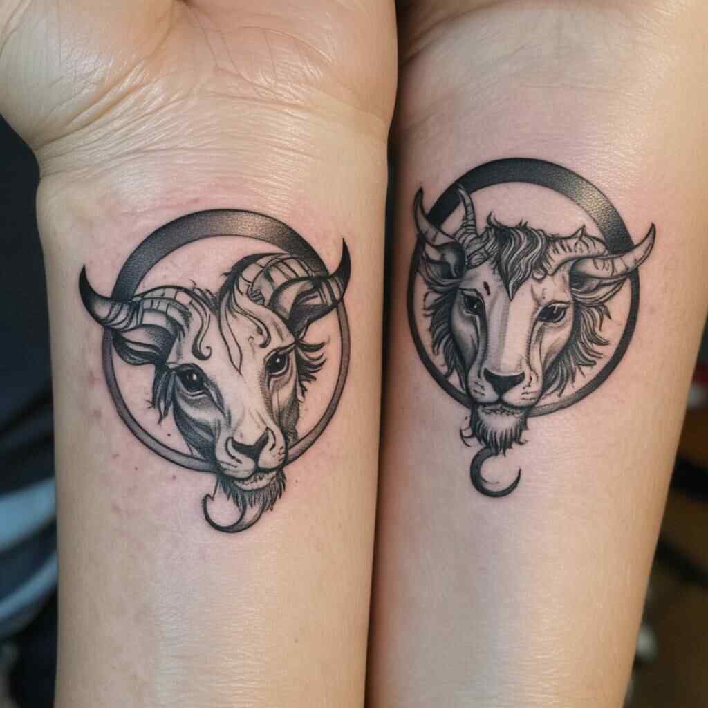 Capricorn and Leo in Harmony tattoo