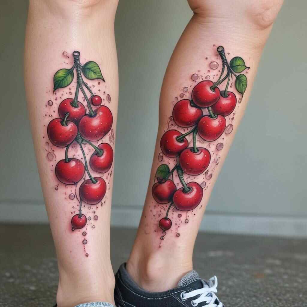 Cherries and Bubbles tattoo