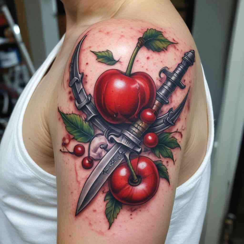 Cherry and Dagger Tattoo