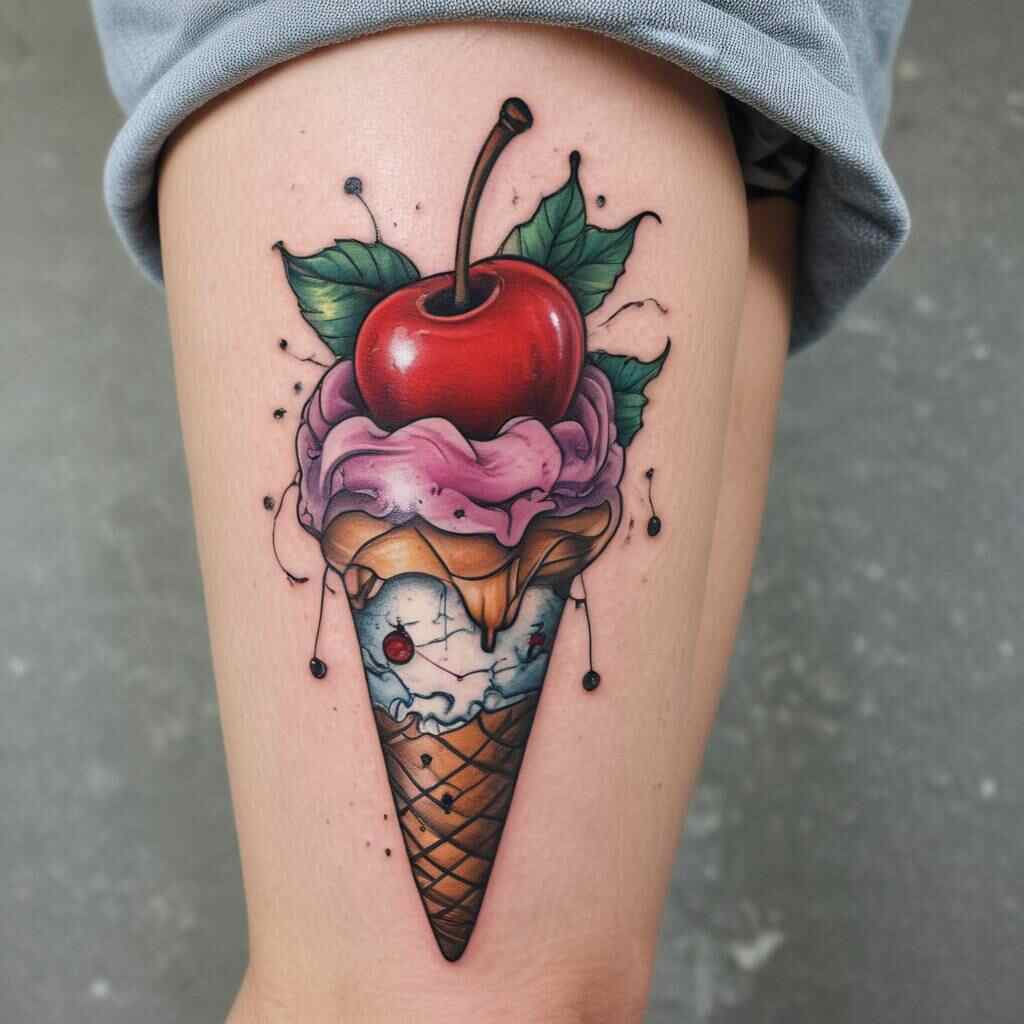 Cherry and Ice Cream tattoo