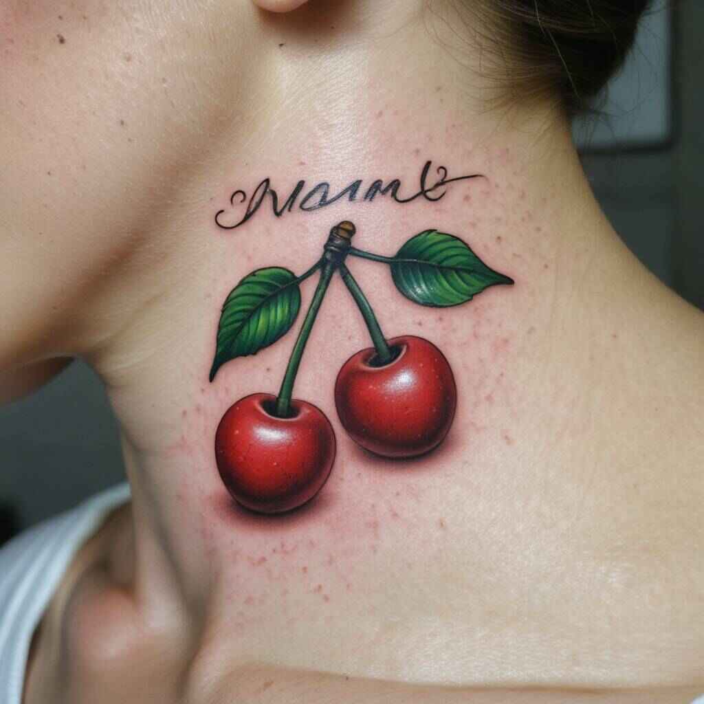 Cherry and Name Tattoo