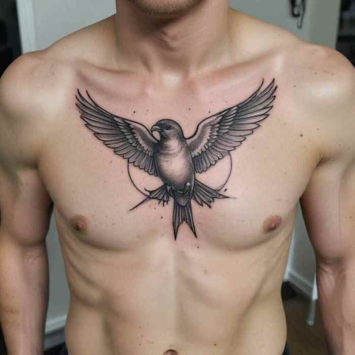 Chest Swallow tattoo