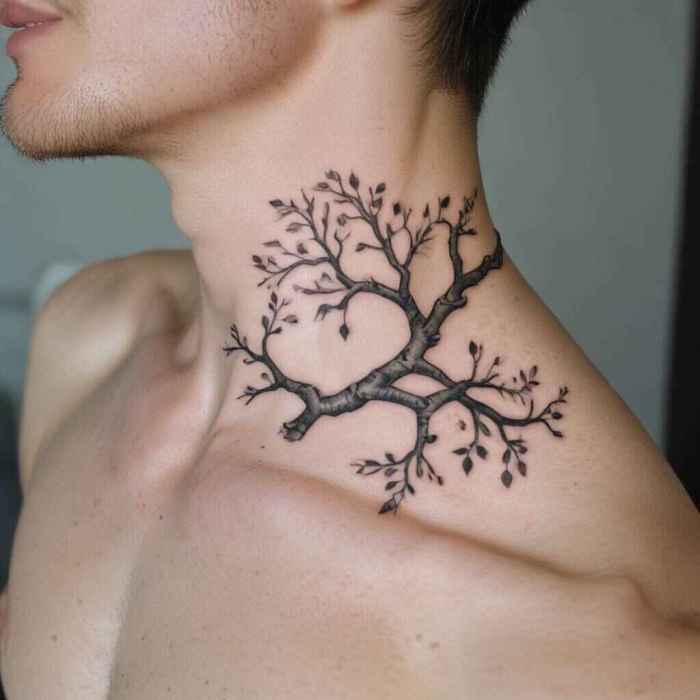 Collarbone Branch tattoo