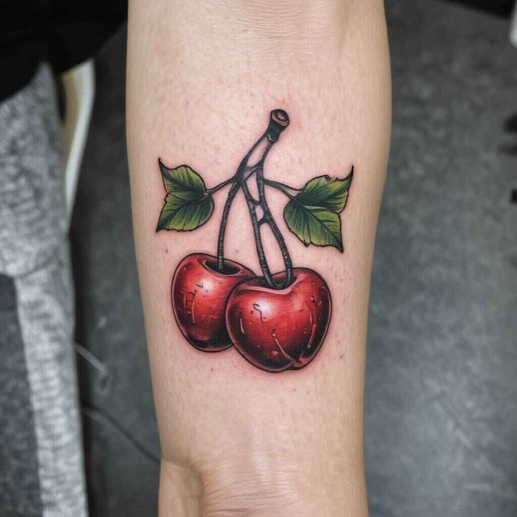 Collarbone Cherry tattoo