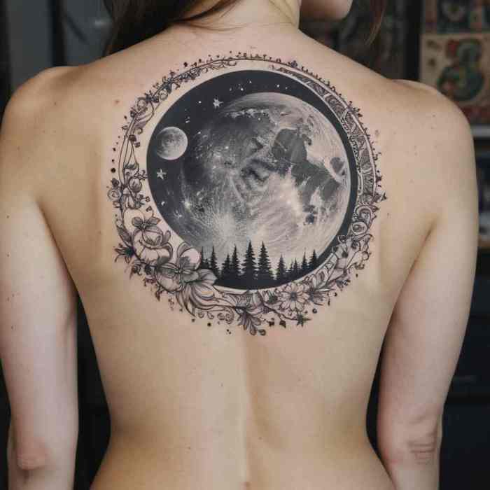 Crescent and Full Moon tattoo