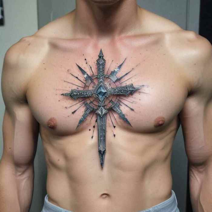 Crystal Encrusted Swords Tattoo