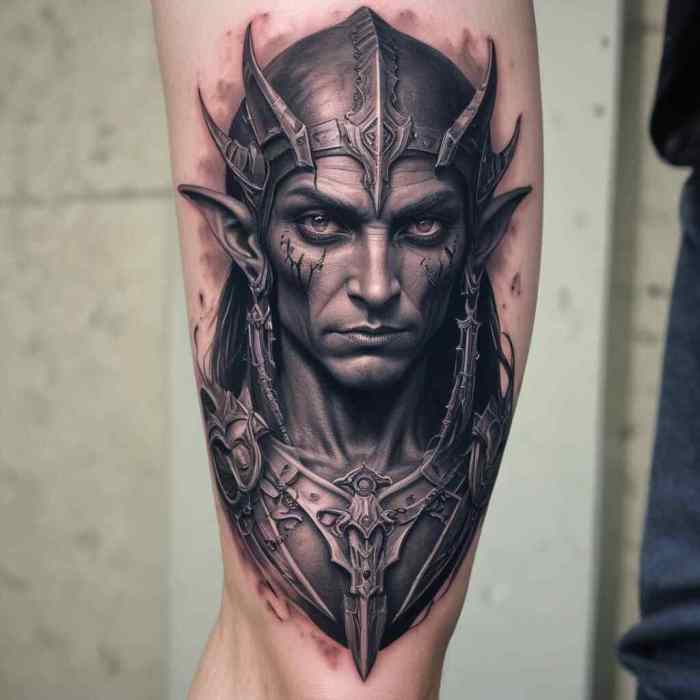 Dark Elf Warrior tattoo