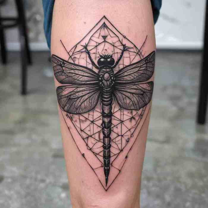 Dragonfly with a Hexagonal Wing Pattern tattoo