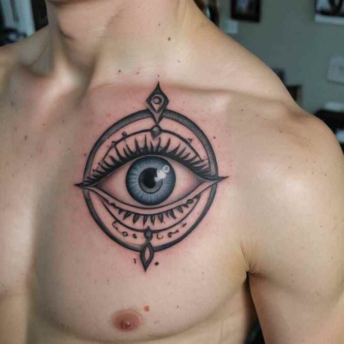 Evil Eye with a Crescent Moon Around It tattoo