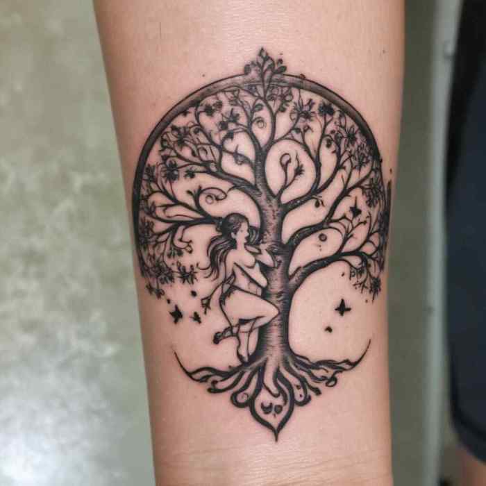 Fairy with a Tree of Life tattoo
