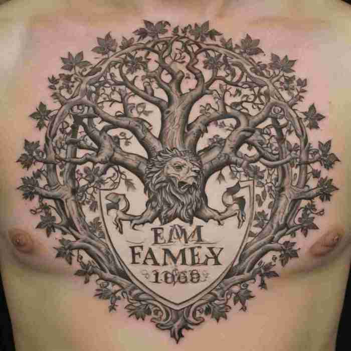 Family Crest on the Tree tattoo