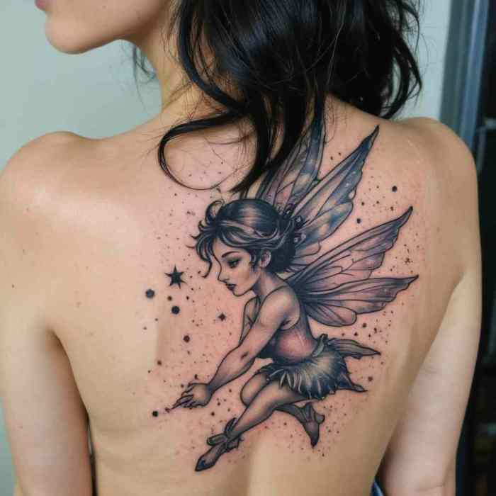 Flying Fairy with Pixie Dust tattoo