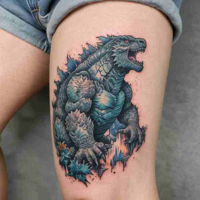 Frozen Godzilla tattoo