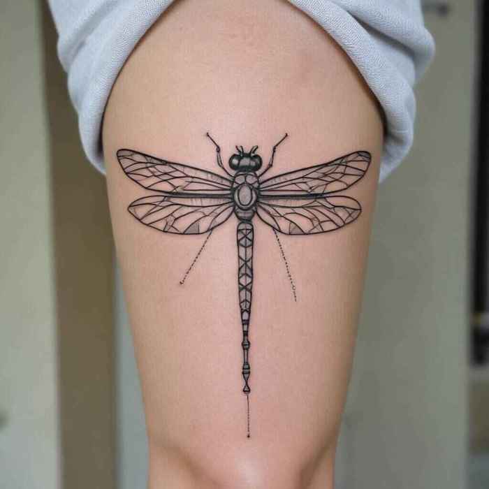 Geometric Dragonfly with Symmetrical Lines tattoo