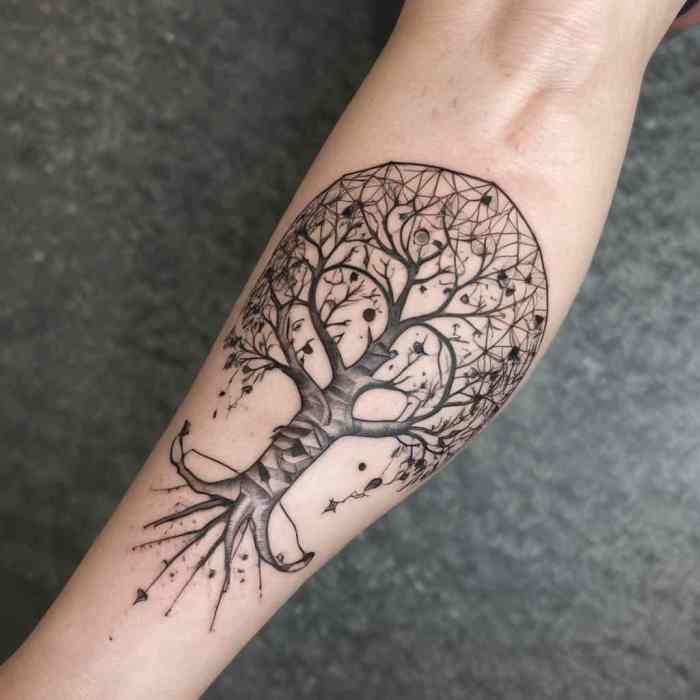 Geometric Family Tree Tattoo