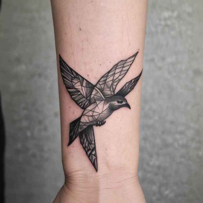 Geometric Swallow Tattoo