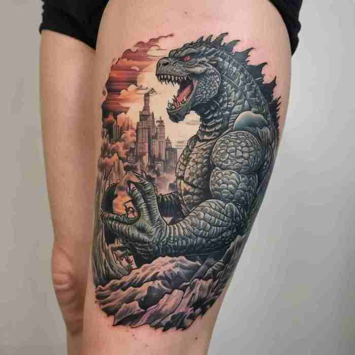 Godzilla Comic Panel tattoo