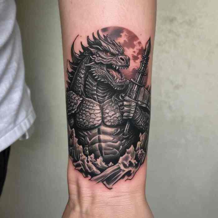 Godzilla Samurai tattoo