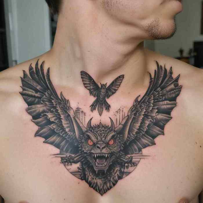 Godzilla vs. Mothra tattoo