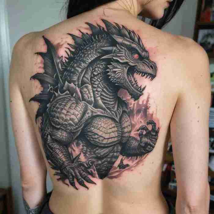 Godzilla with Gigan tattoo