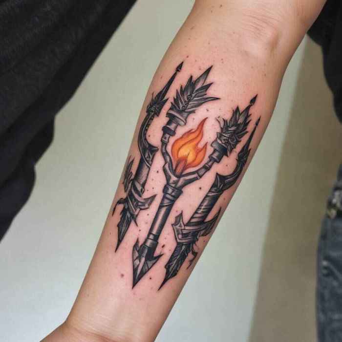 Interlocking Flame Arrows Tattoo