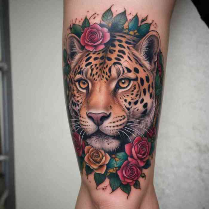 Jaguar and Roses tattoo