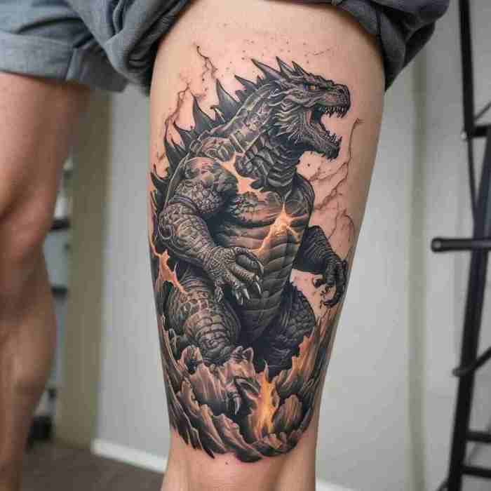 Lightning Godzilla tattoo