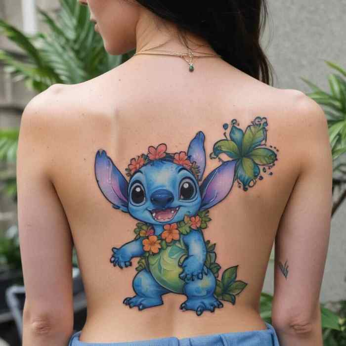 Lilo Teaching Stitch to Hula tattoo