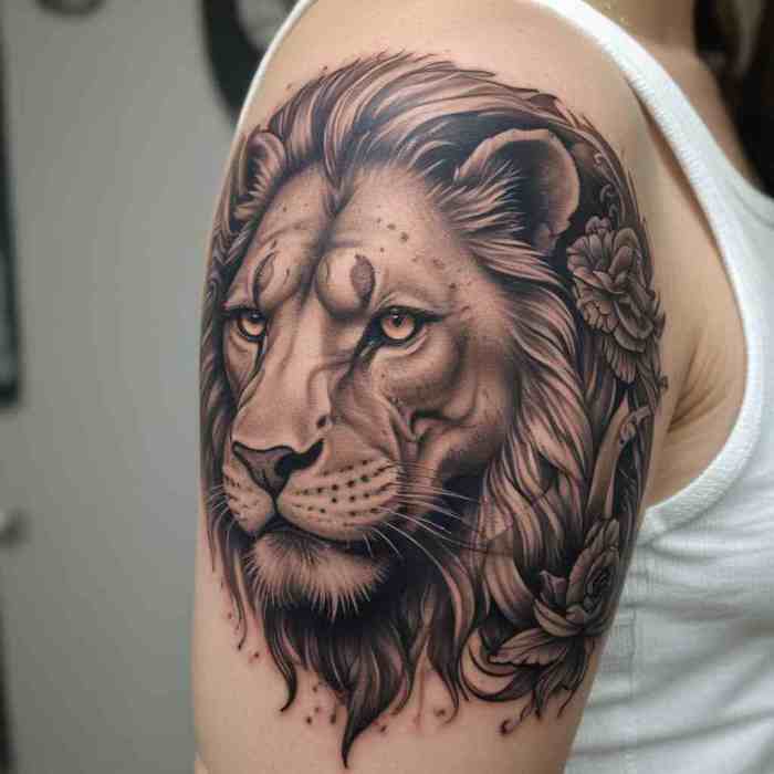 Lion Warrior Hybrid Tattoo