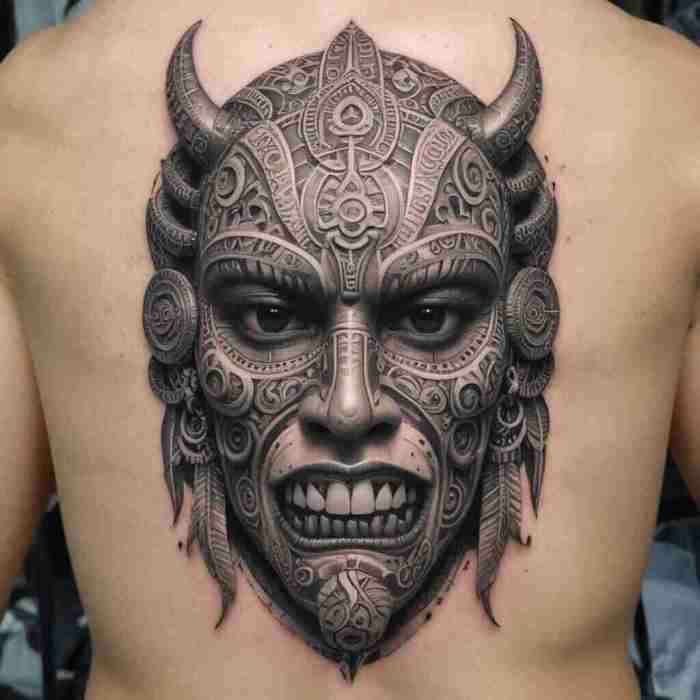 Maori Warrior Mask Tattoo