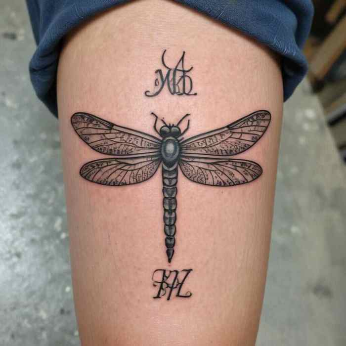 Memorial Dragonfly with Dates or Initials tattoo
