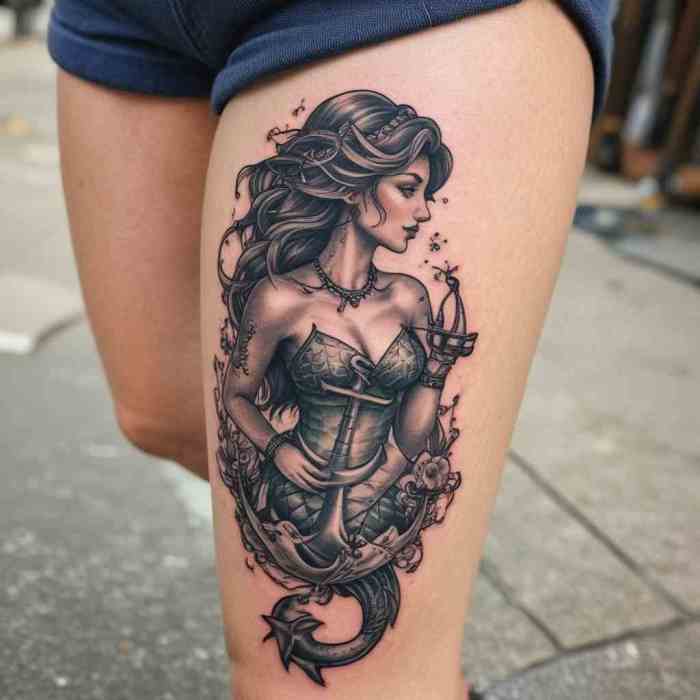 Mermaid and Anchor tattoo