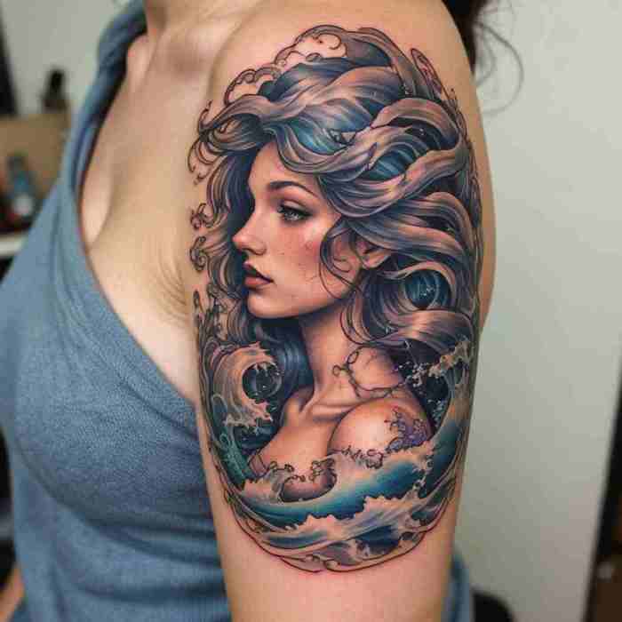Mermaid in Stormy Seas Tattoo